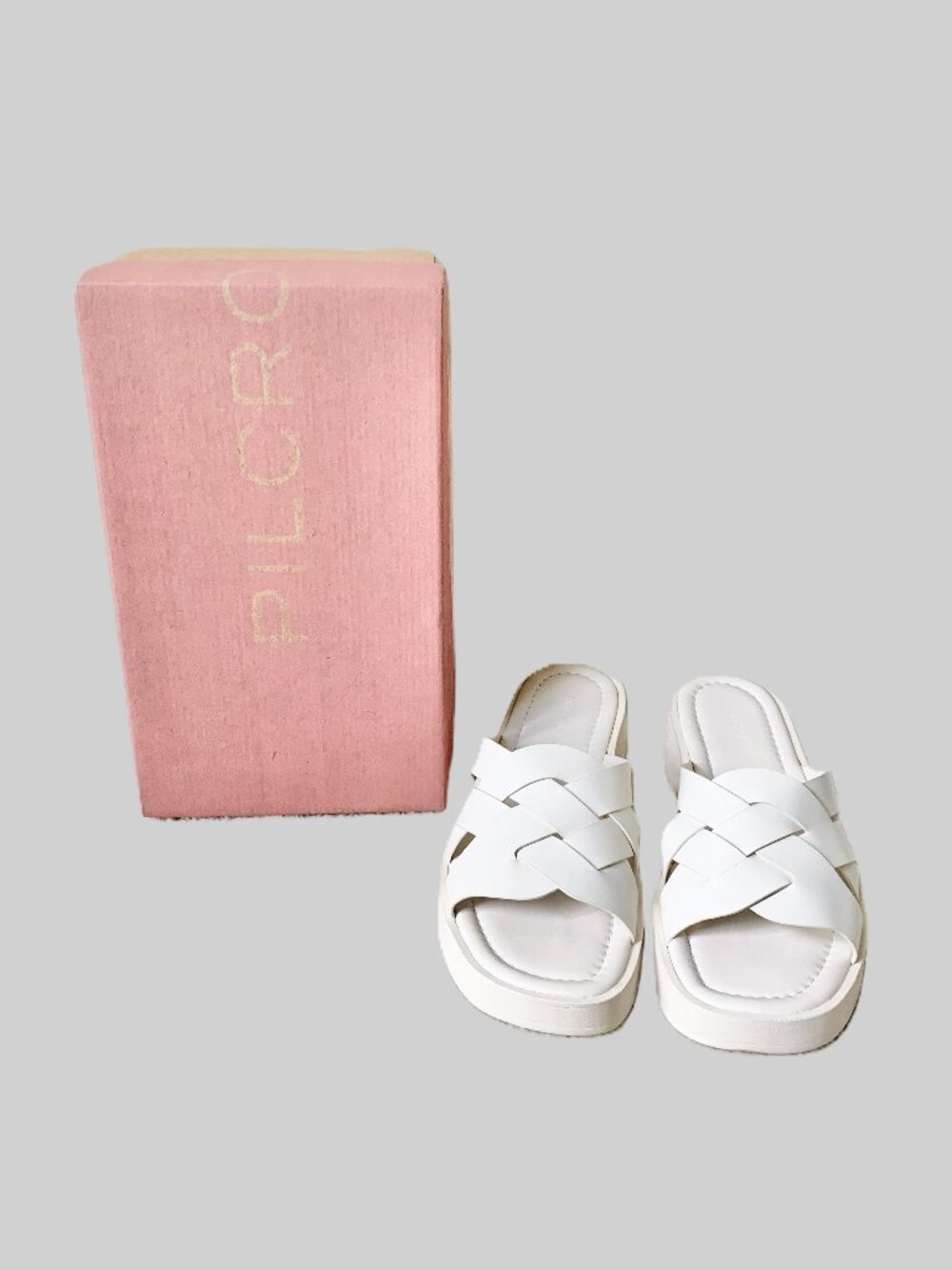 Anthropologie Pilcro Leather Woven Slide Sandals, Cream, Size 39/8.5, NIB - Picture 3 of 15